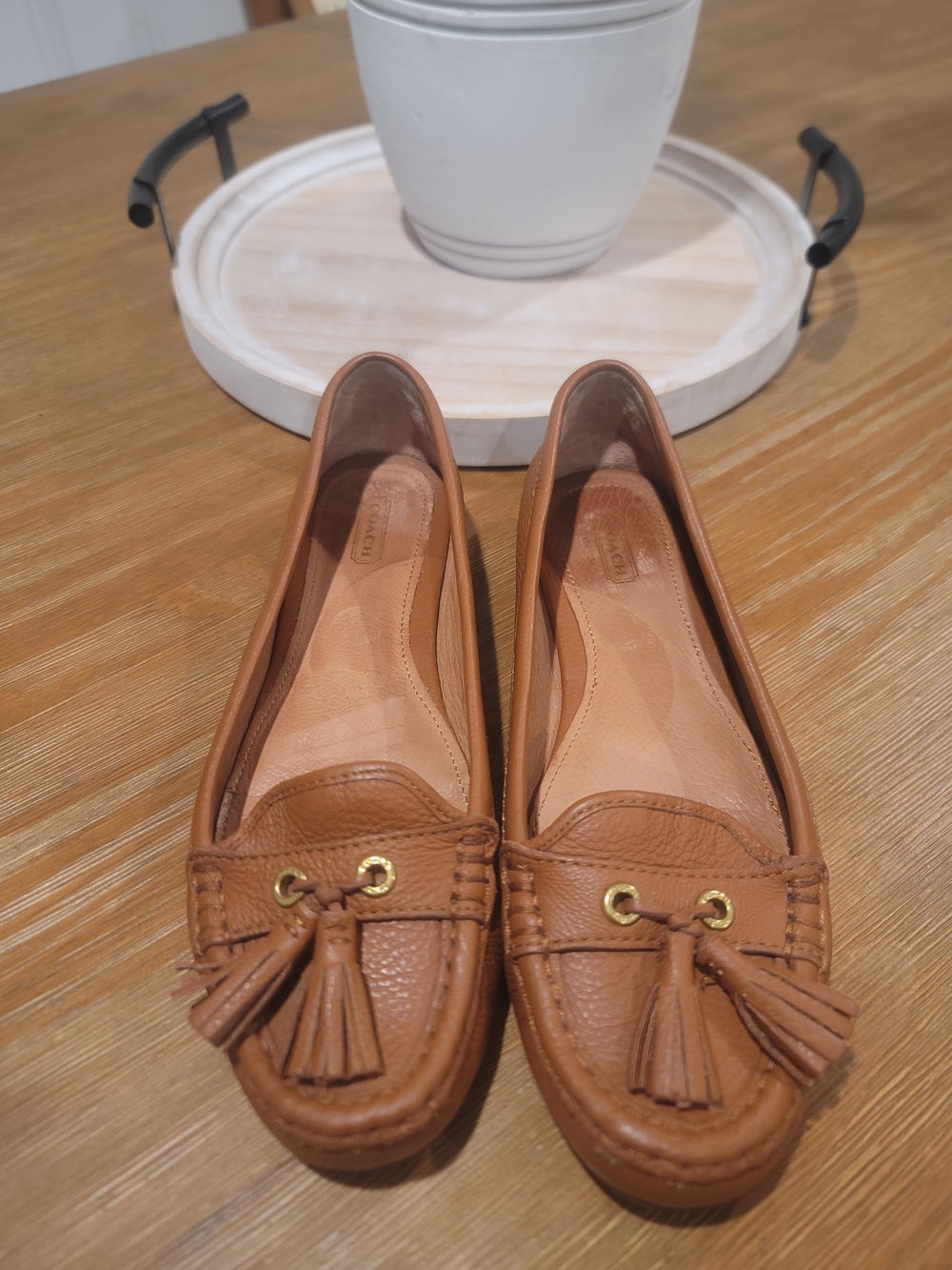 Coach Brown Leather Tassel Loafers 9B